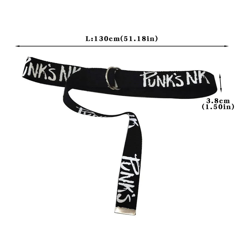 Korean Letter Canvas Belt – Unisex Harajuku D-Ring Buckle Canvas Fashion Belt SWANS
