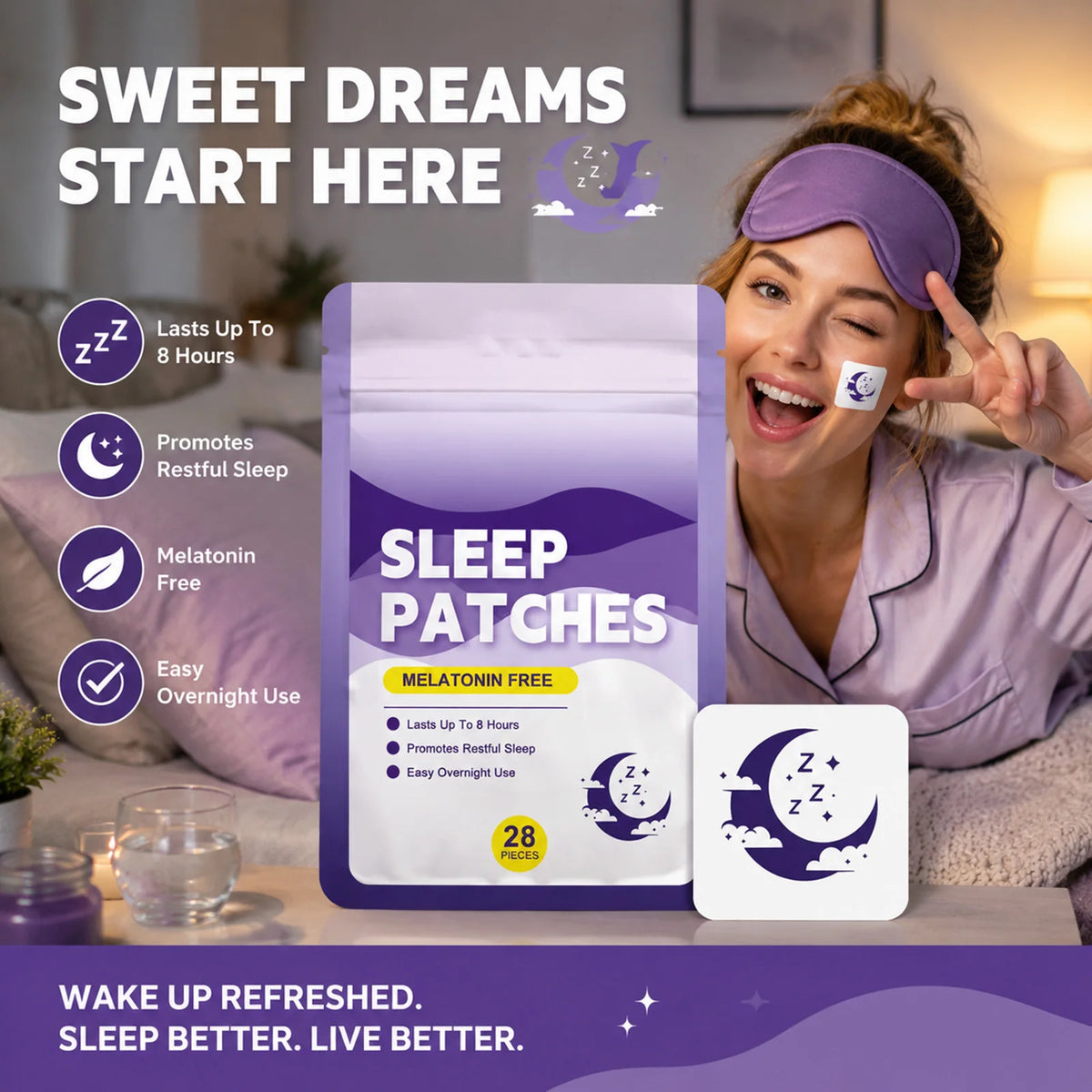 SWANS Overnight Rest Patches – Skin-Friendly Bedtime Stickers 28pc Overnight Rest Patches SWANS
