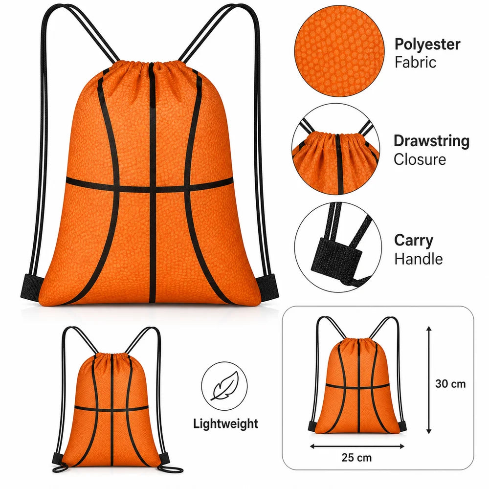 Sports Ball Pattern Drawstring Backpack Cinch Sack Bag Drawstring Backpack SWANS