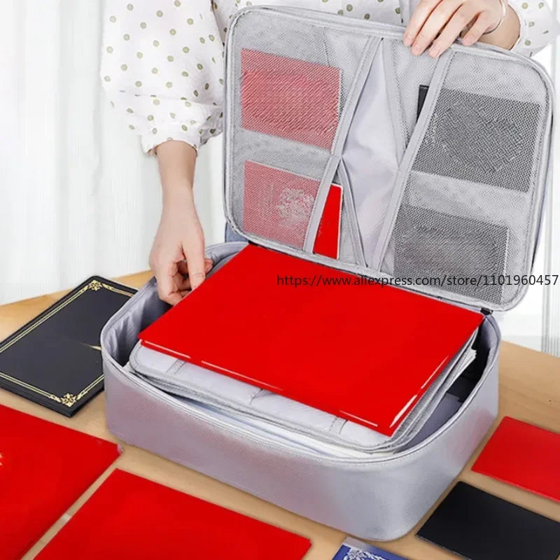 Fireproof Waterproof Document Bag – Multi-Layer File Organizer Document Storage Bag SWANS