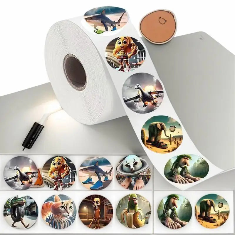 500pcs Italian Brainrot Meme Stickers Roll – DIY Laptop Decals Decorative Sticker Roll SWANS