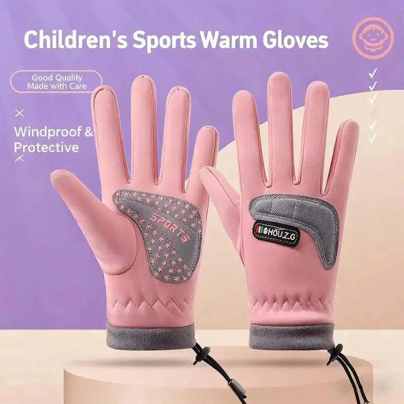 Kids Winter Cycling Gloves Anti-Slip Fleece Lined Boys Girls Kids Winter Gloves SWANS