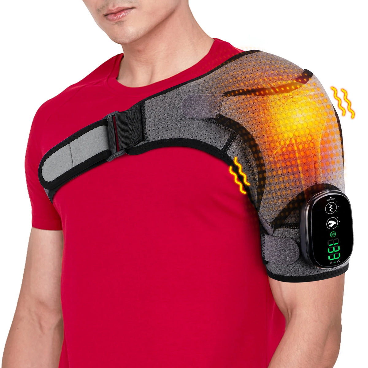 SWANS Electric Heating Shoulder Wrap – LED Massage Brace Heating Shoulder Wrap SWANS Gray and Black