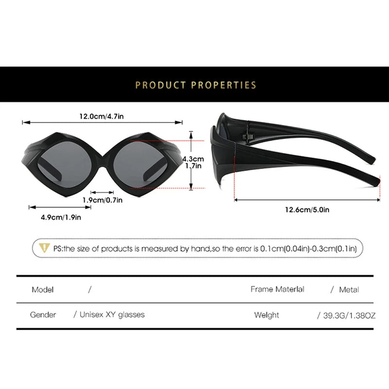TOYEARN Y2K Oversized Rhombus Sunglasses UV400 Punk Unisex Oversized Sunglasses SWANS