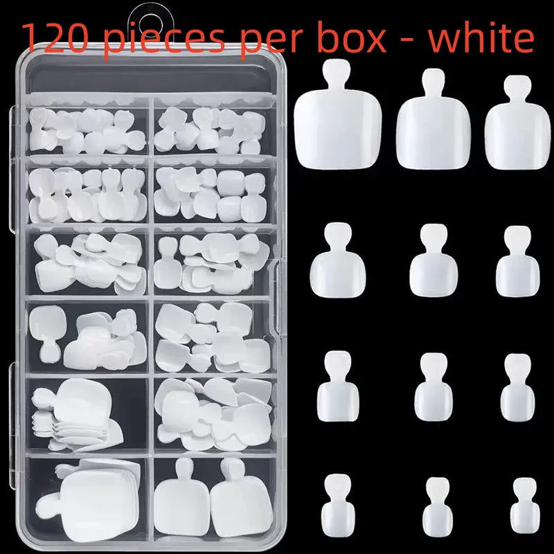 SWANS French Press-On Toenails – Short Square Full Cover Tips Press-On Toenails SWANS 120pcs white