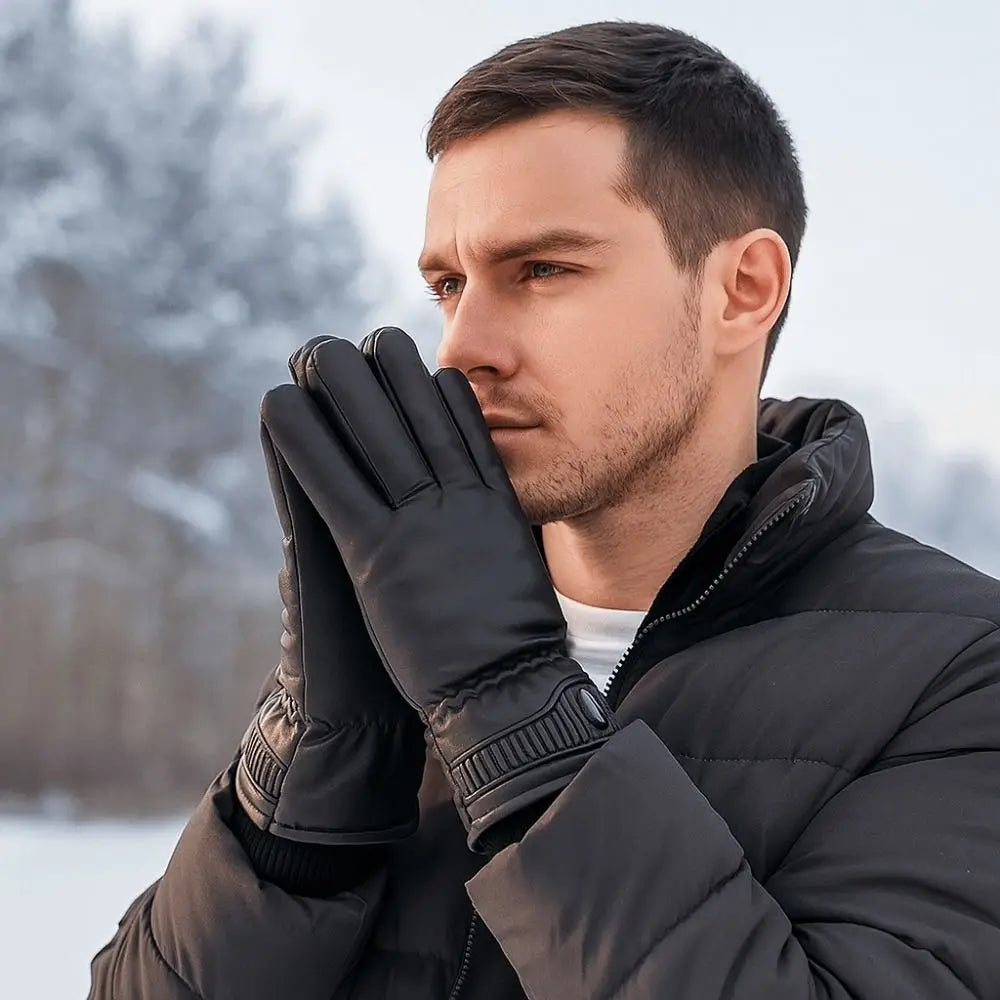 PU Leather Winter Gloves – Touchscreen Warm Full Finger Winter Gloves SWANS