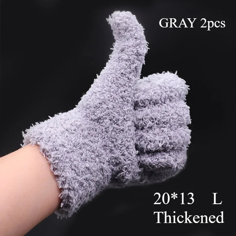 Microfiber Coral Fleece Polishing Gloves for Wenwan Beads Bead Polishing Gloves SWANS GRAY a pair L