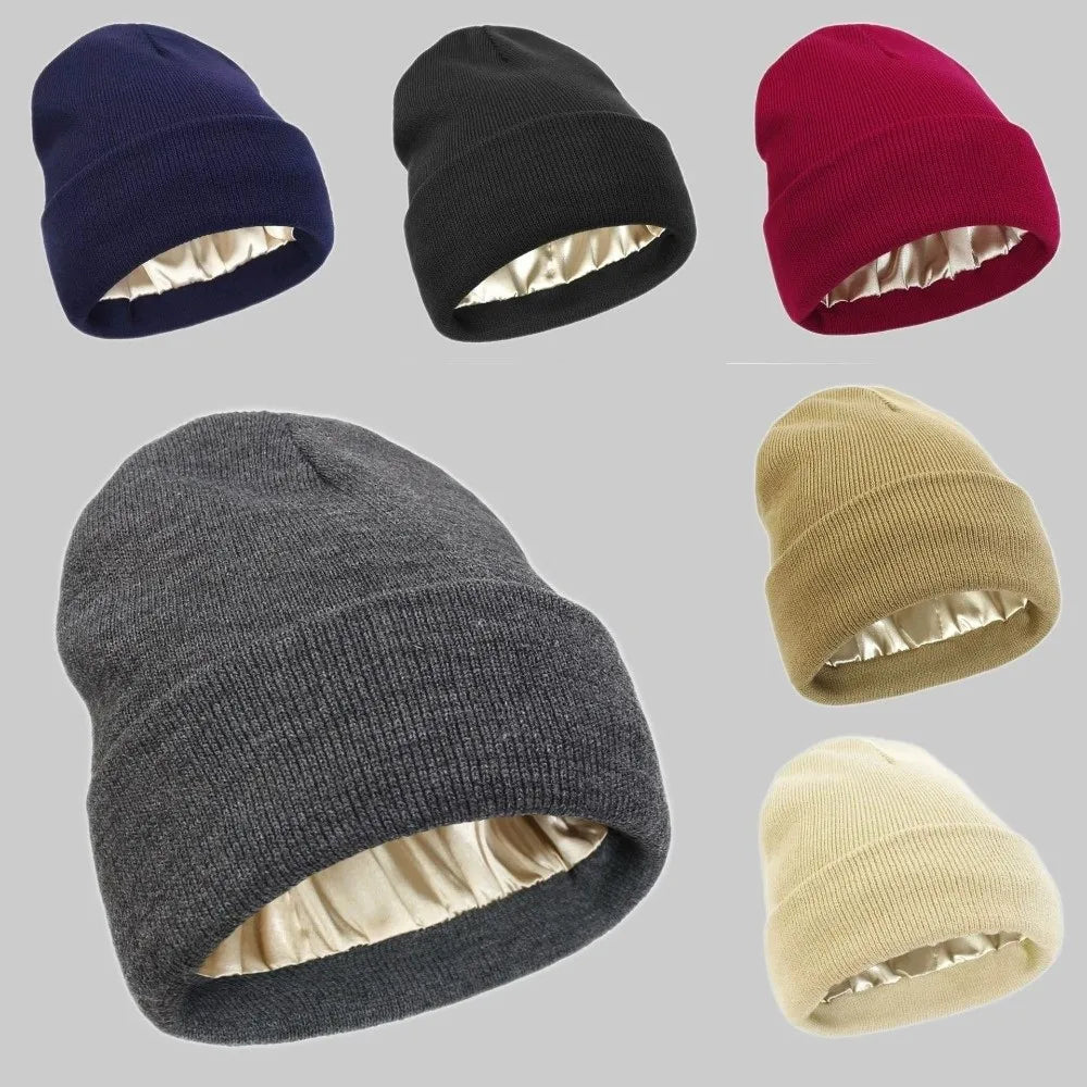 Satin Lined Beanie – Anti-Static Slouchy Winter Hat Unisex Satin Lined Beanie SWANS