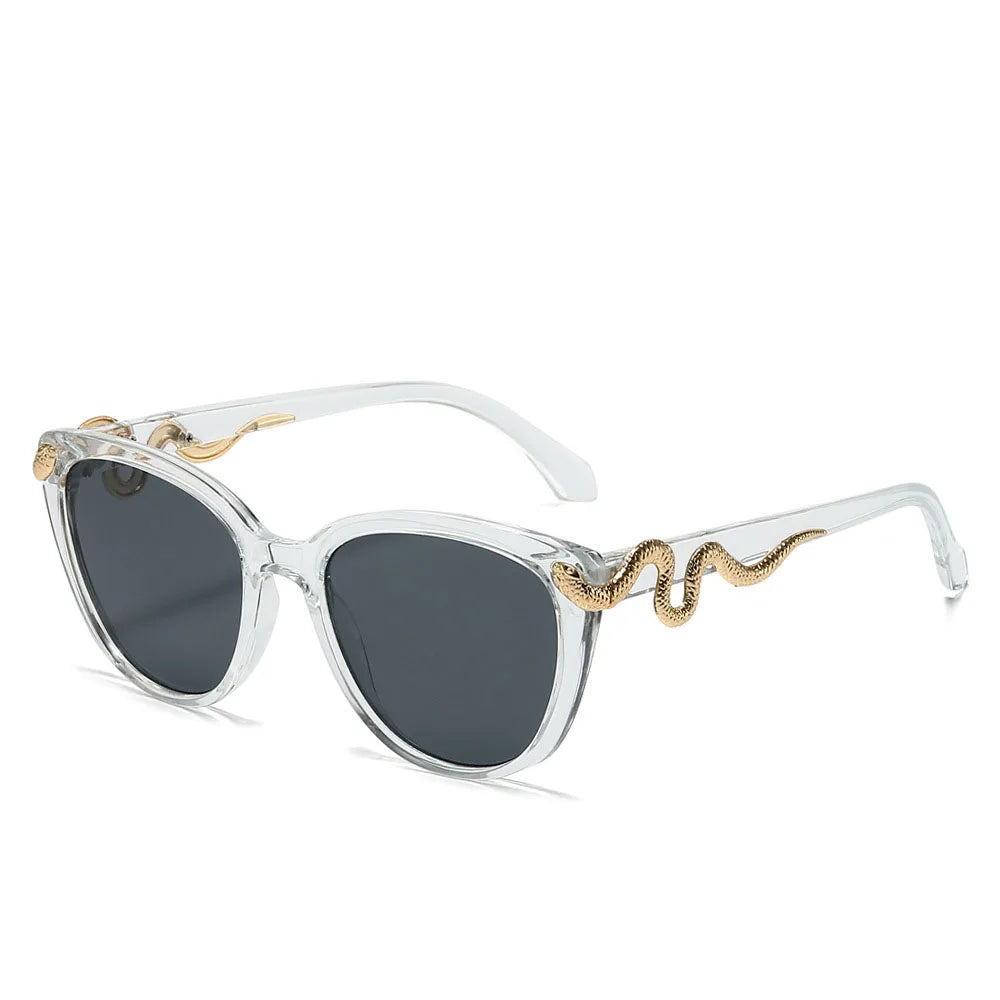 Y2K Cat Eye Sunglasses Gold Snake UV400 Gradient Shades Cat Eye Sunglasses SWANS Clear Black