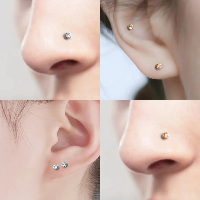 Magnetic Nose & Ear Studs Stainless Steel 3mm No-Pierce 2/8Pcs Magnetic Body Jewelry SWANS