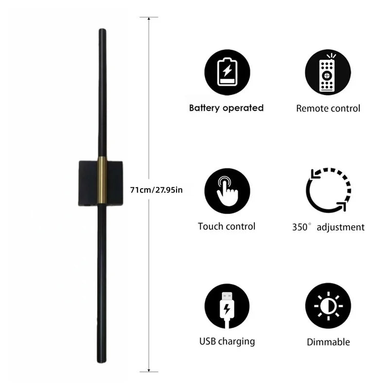 360° Rotatable Rechargeable LED Wall Sconce | Dimmable LED Wall Sconce SWANS