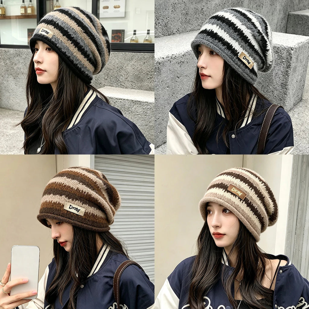 Women's Rolled Edge Knit Beanie – Plush Slouchy Winter Hat Knit Beanie Hat SWANS
