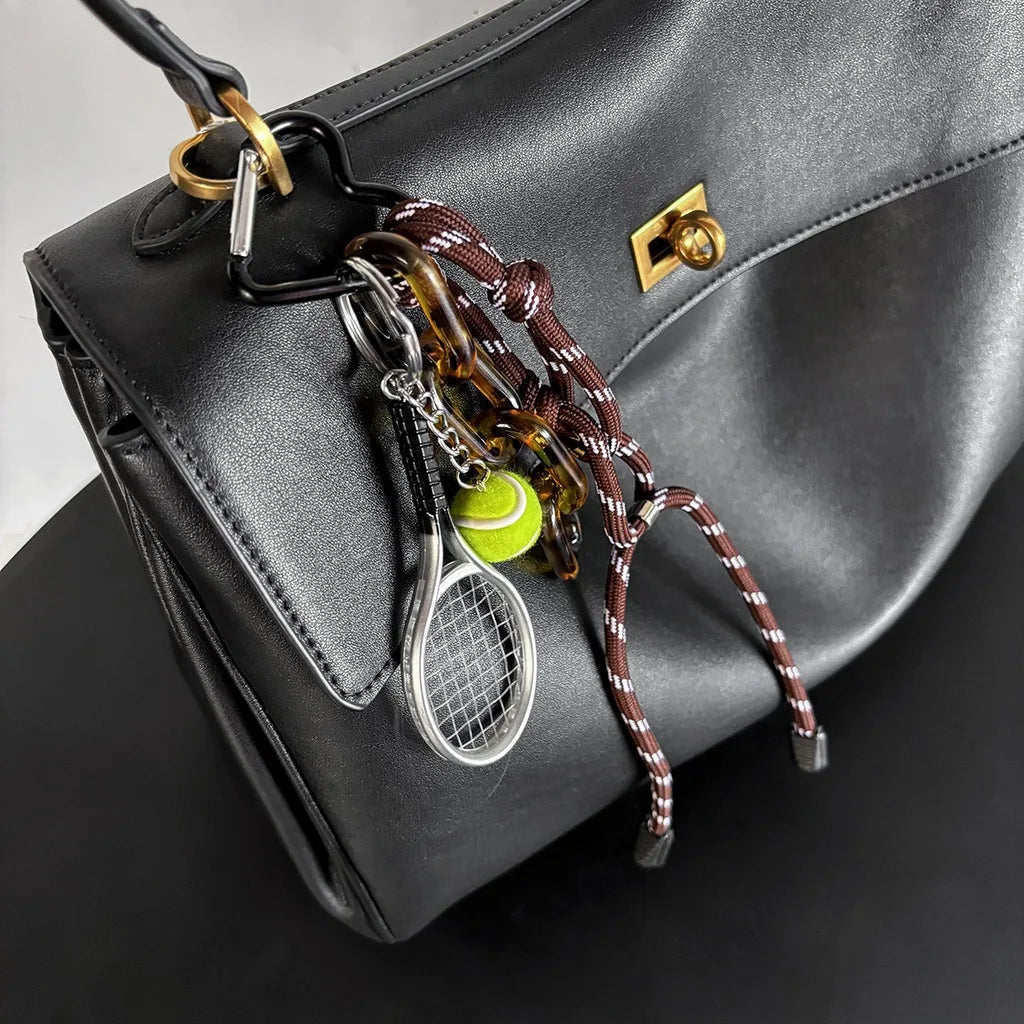 Tennis Racket Keychain – Minimalist Acrylic Bag Charm & Organizer Acrylic Keychain SWANS