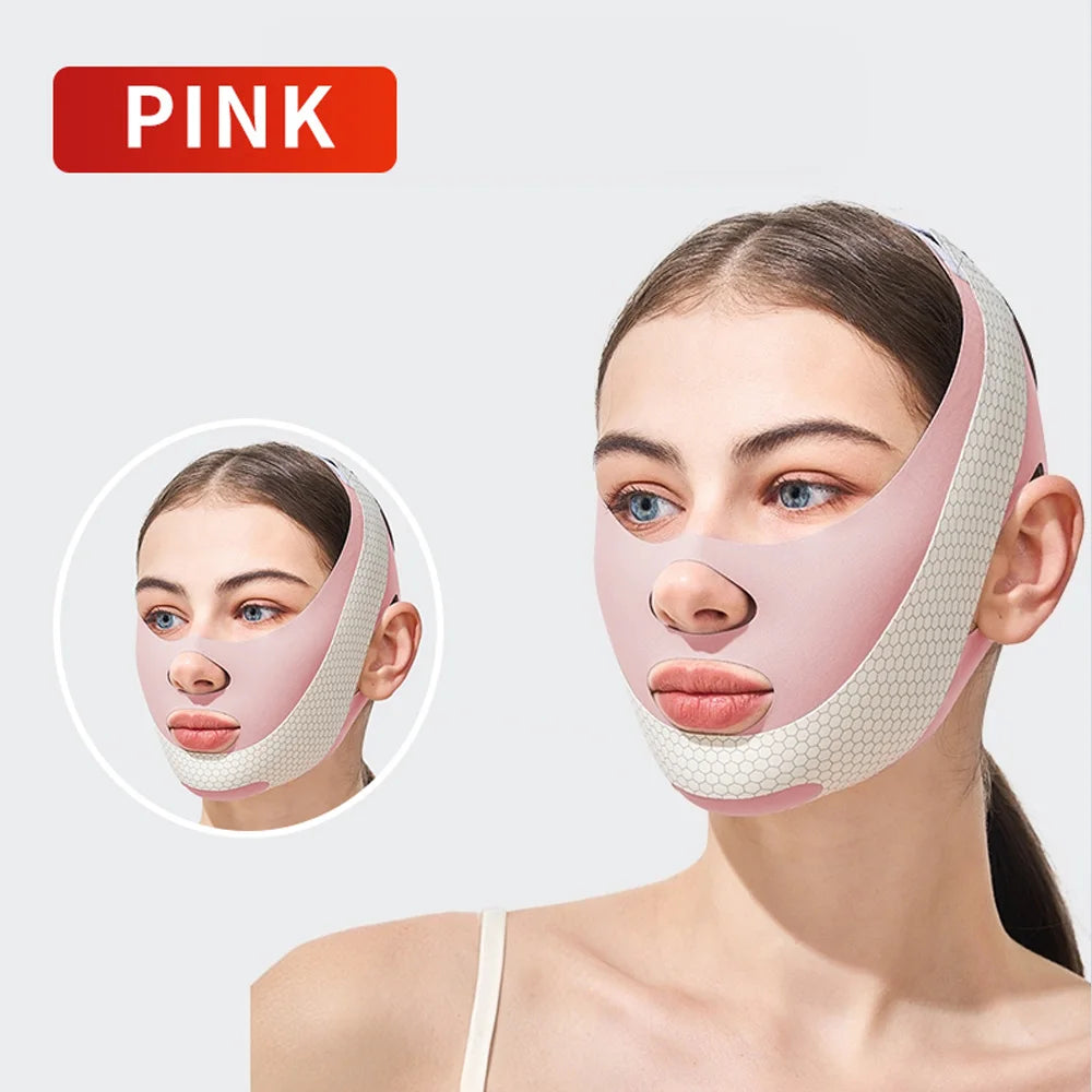 SWANS V-Shape Face Lifting Sleep Band – Jawline Contour Wrap Facial Contouring Wrap SWANS 1PC PINK S