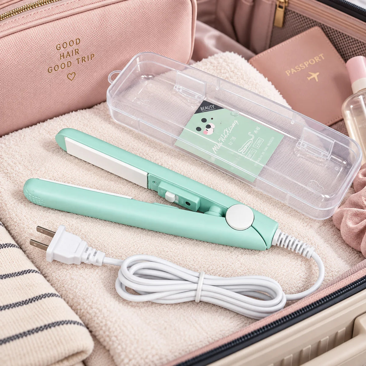 YIBER 2-in-1 Mini Hair Straightener & Curler – Ceramic Travel Iron Hair Straightener Curler SWANS