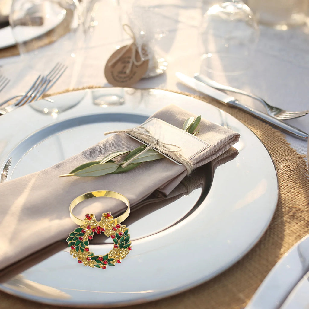 3-Pack Christmas Wreath Napkin Rings – Holiday Table Decor Napkin Rings SWANS