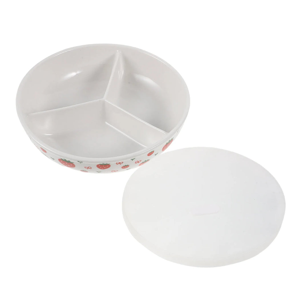 3-Compartment Ceramic Bowl with Lid | Divided Serving Dish Ceramic Serving Bowl SWANS Default Title