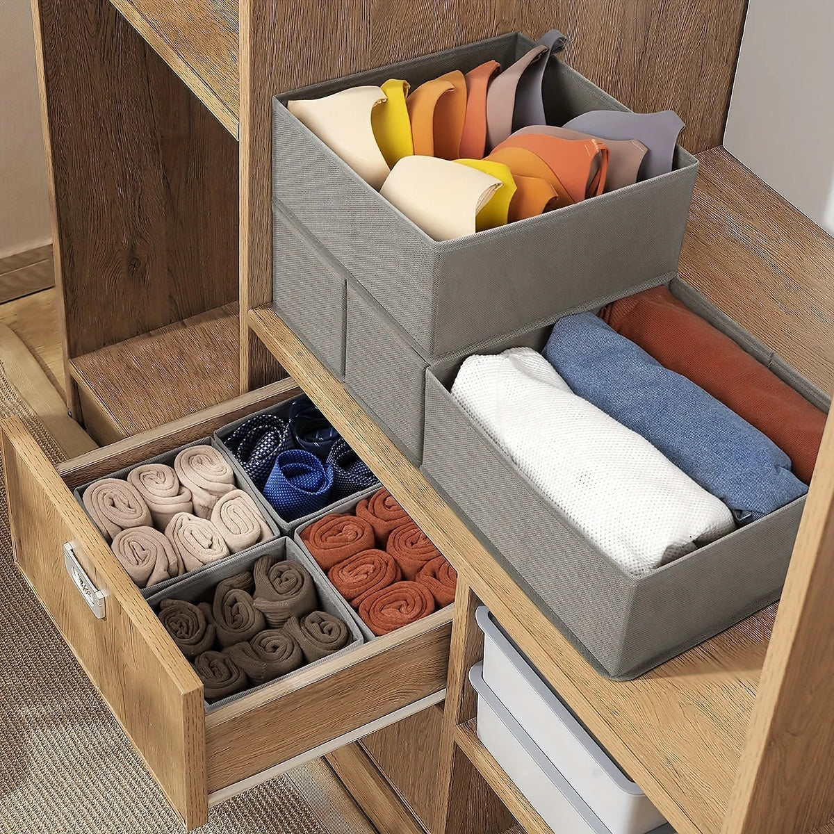 SWANS Foldable Drawer Organizer – Dresser Dividers for Clothes Drawer Organizer SWANS
