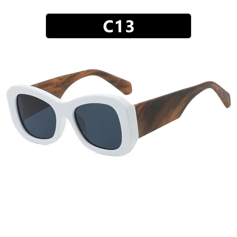 Y2K Big Frame Punk Sunglasses – UV400 Wide Leg Vintage Shades Fashion Sunglasses SWANS White Black As the picture