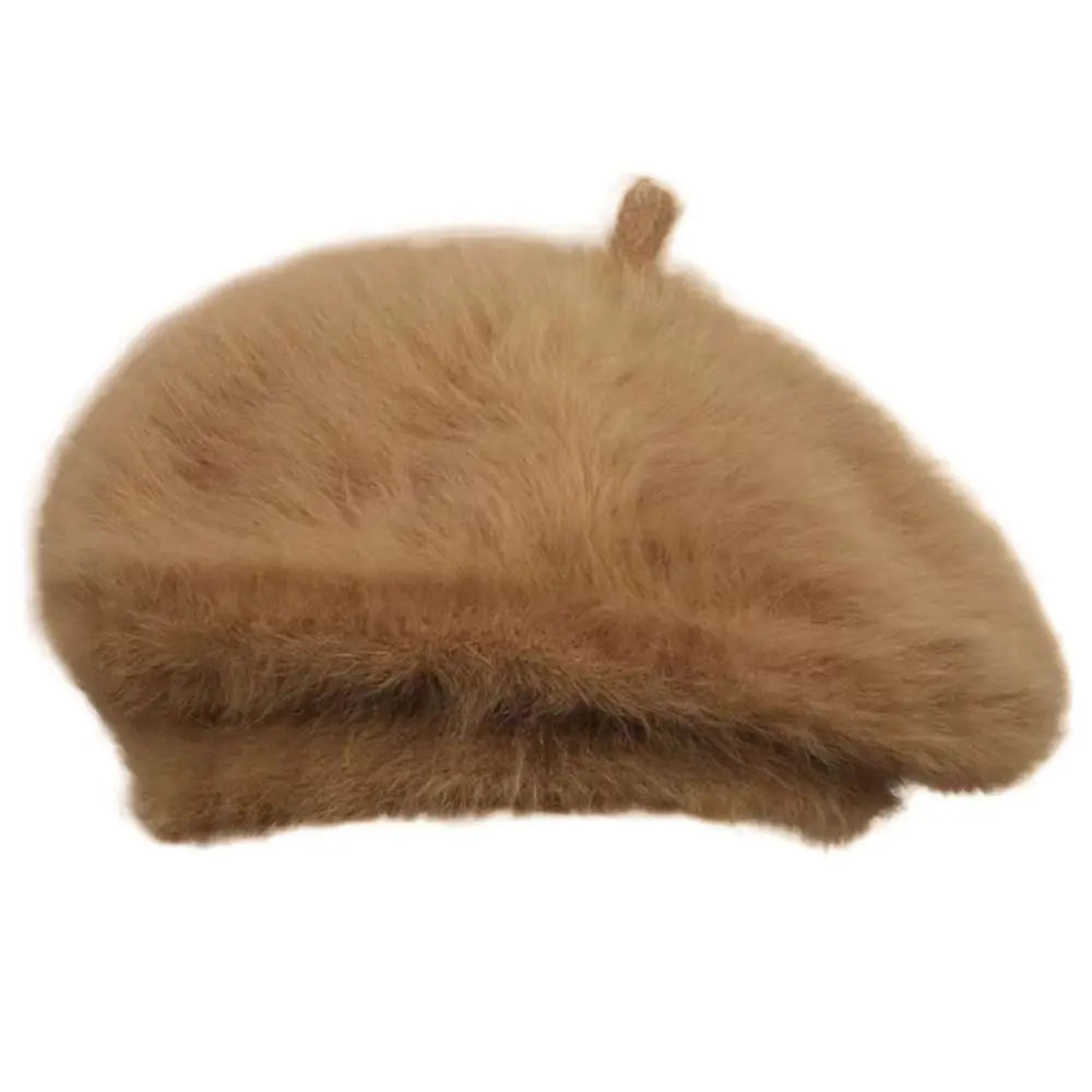 Thicken Plush Beret Hat – Unisex Warm Winter Beanie Cap Winter Beret Hat SWANS Khaki