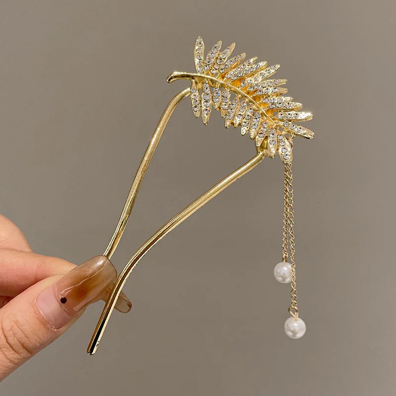 U-Shaped Floral Hair Comb Pin – Ancient Style Headpiece Hair Comb Pin SWANS Style O