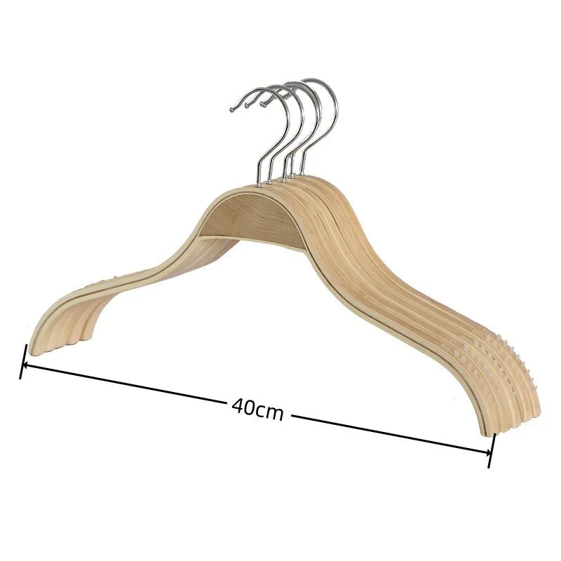 Wood Coat Hangers Non-Slip 40cm – 10 Pack | SWANS Wooden Clothes Hangers SWANS