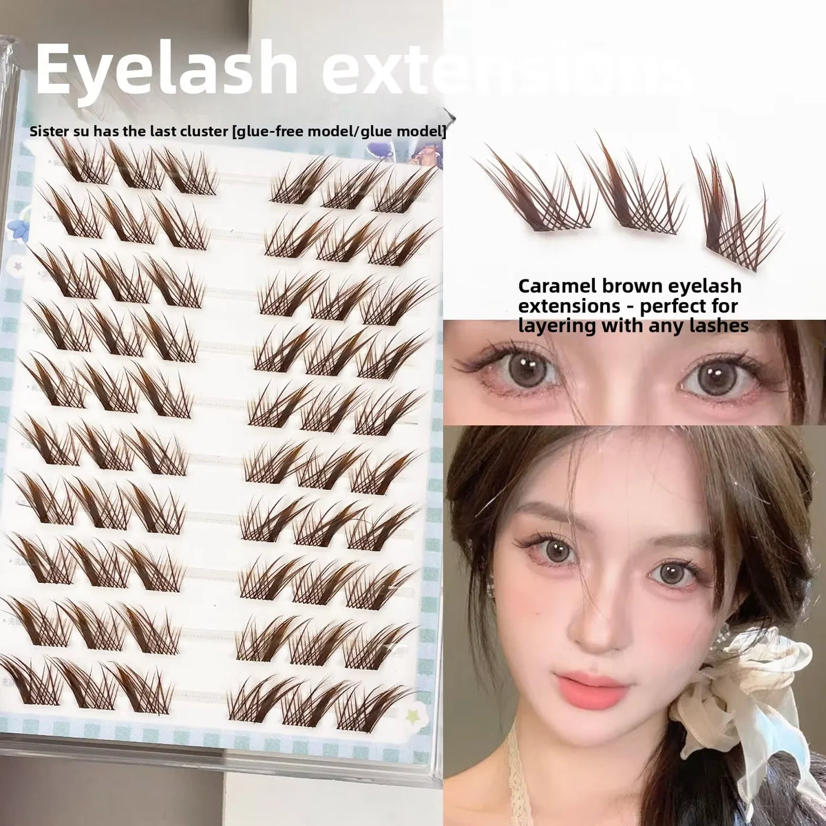 Press-On Fox Eye Cluster Lashes – No Glue Wispy Winged False Cluster Lashes SWANS 31 C