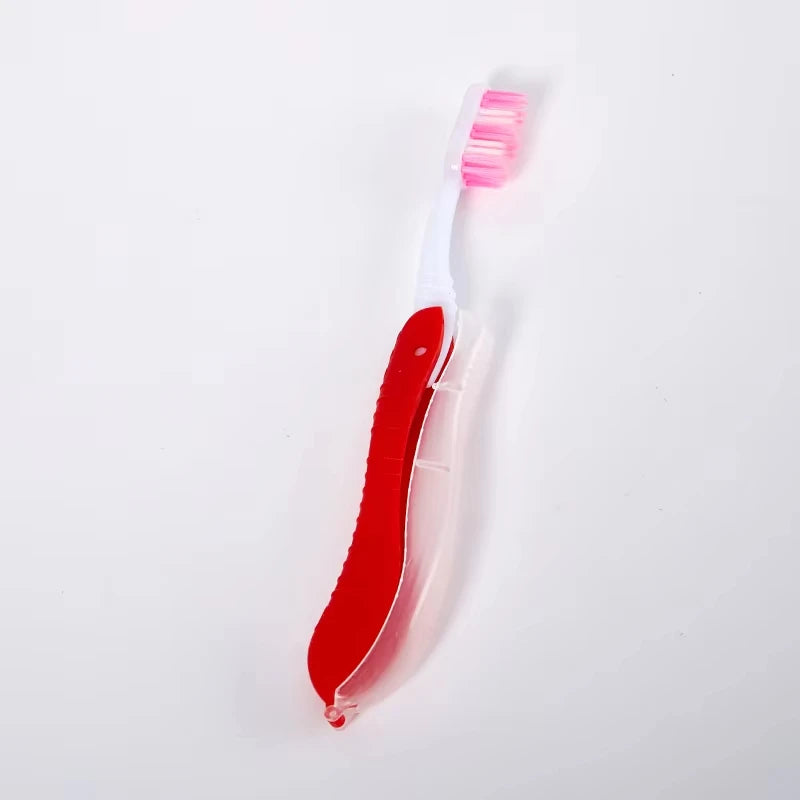 SWANS Travel Folding Toothbrush – Portable Collapsible Cover Travel Toothbrush SWANS Red