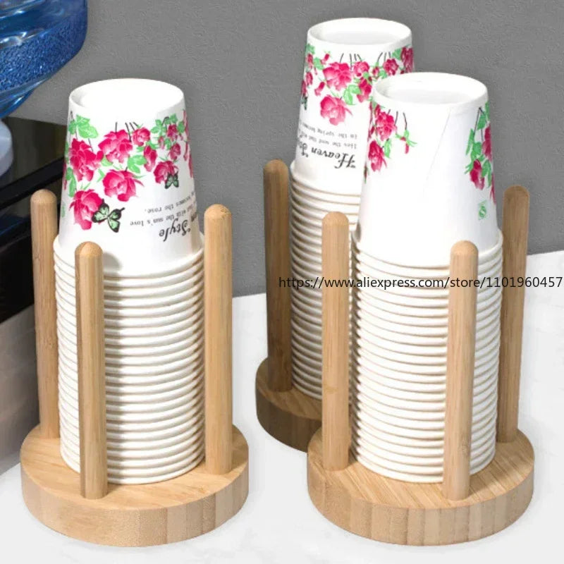 Wooden Disposable Cup Storage Rack – Coffee & Tea Shop Holder Cup Storage Rack SWANS