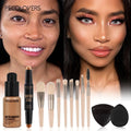 12-Piece Liquid Foundation, Concealer & Brushes Makeup Set Makeup Combo Set SWANS SET 01