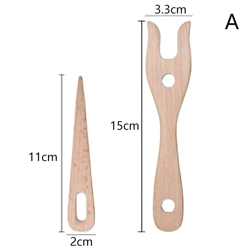 Wooden Knitting Fork & Large Eye Needle Set – DIY Craft Kit Knitting Tool Set SWANS A