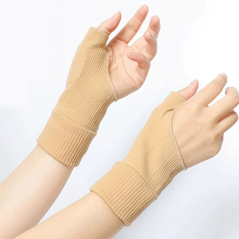 Wrist & Thumb Compression Support Gloves – Breathable Knit Compression Support Gloves SWANS Beige S