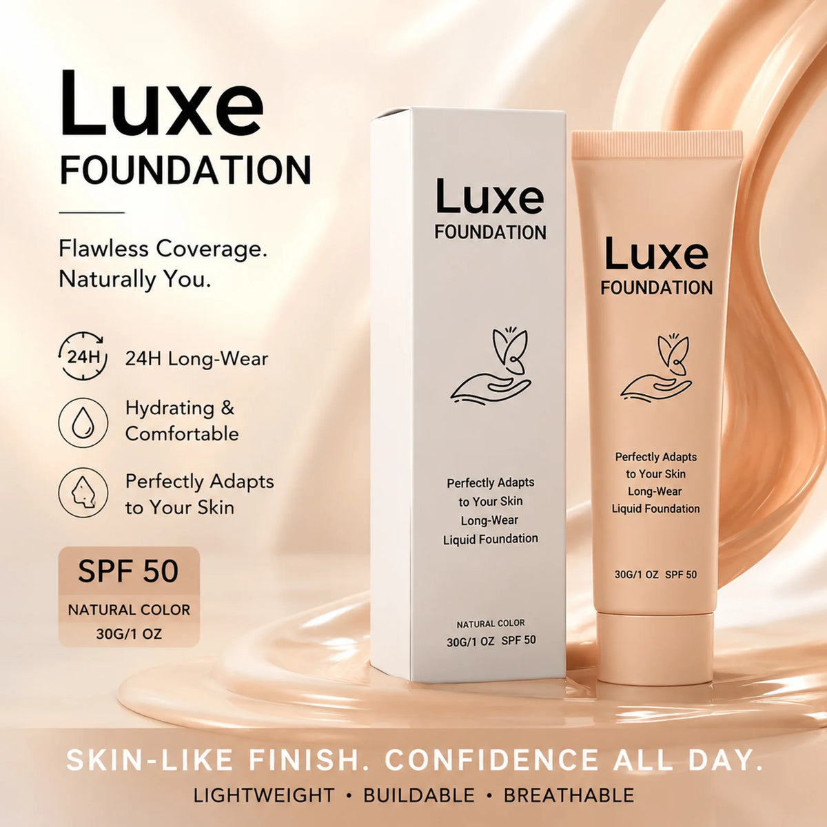 Luxe Color-Adaptive SPF50 Liquid Foundation – Natural & Dark Liquid Foundation SWANS