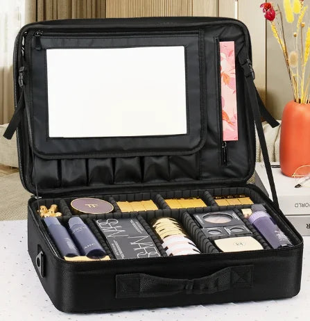 Women Travel Makeup Train Case with Adjustable Dividers Makeup Train Case SWANS B