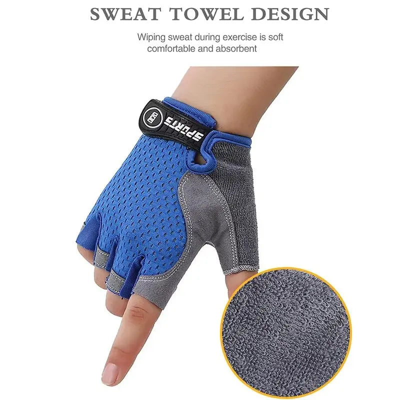 Kids Half-Finger Anti-Slip Cycling Skateboard Gloves Ages 4–12 Kids Sports Gloves SWANS