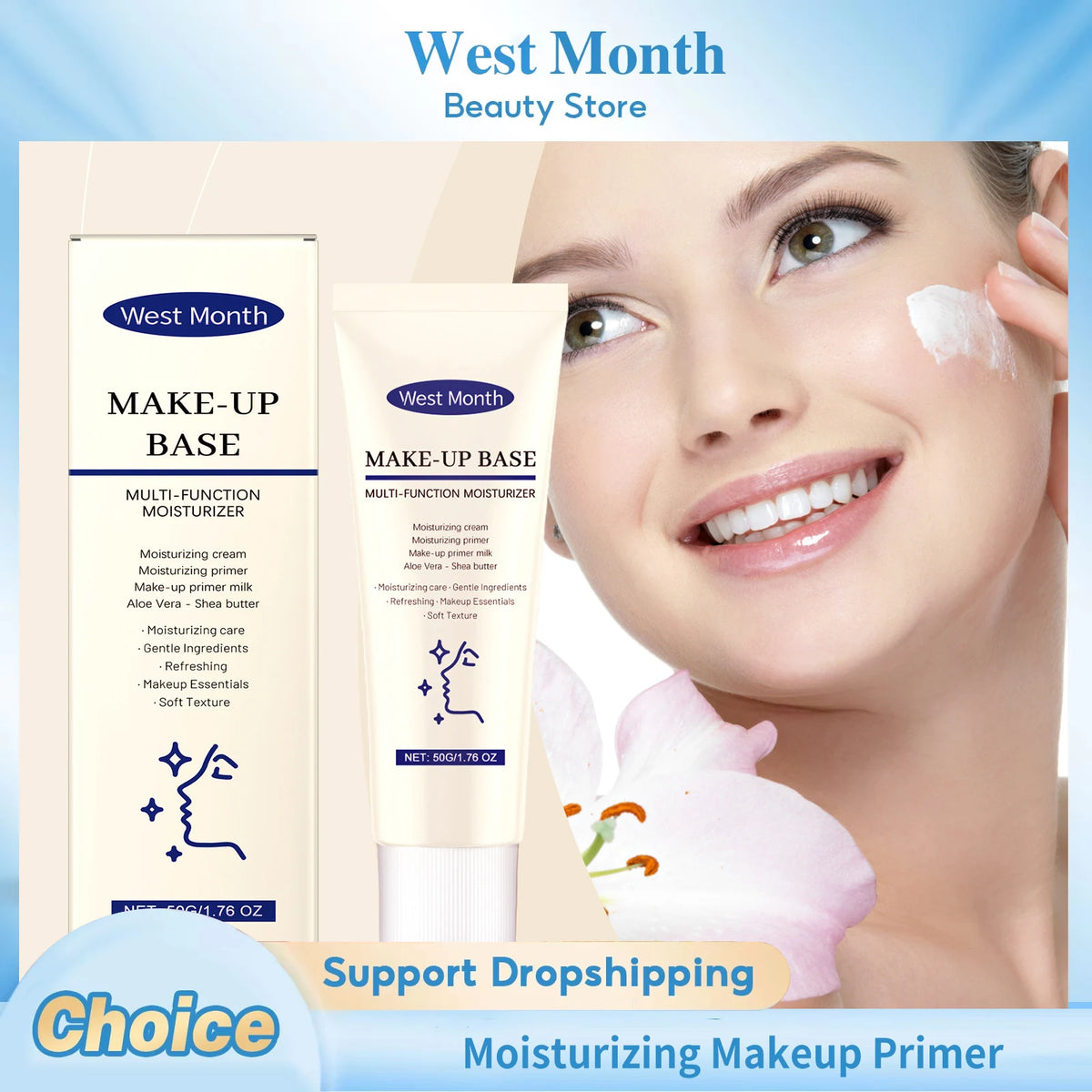 WEST MONTH Moisturizing Face Primer – Hydrating & Brightening Makeup Primer SWANS
