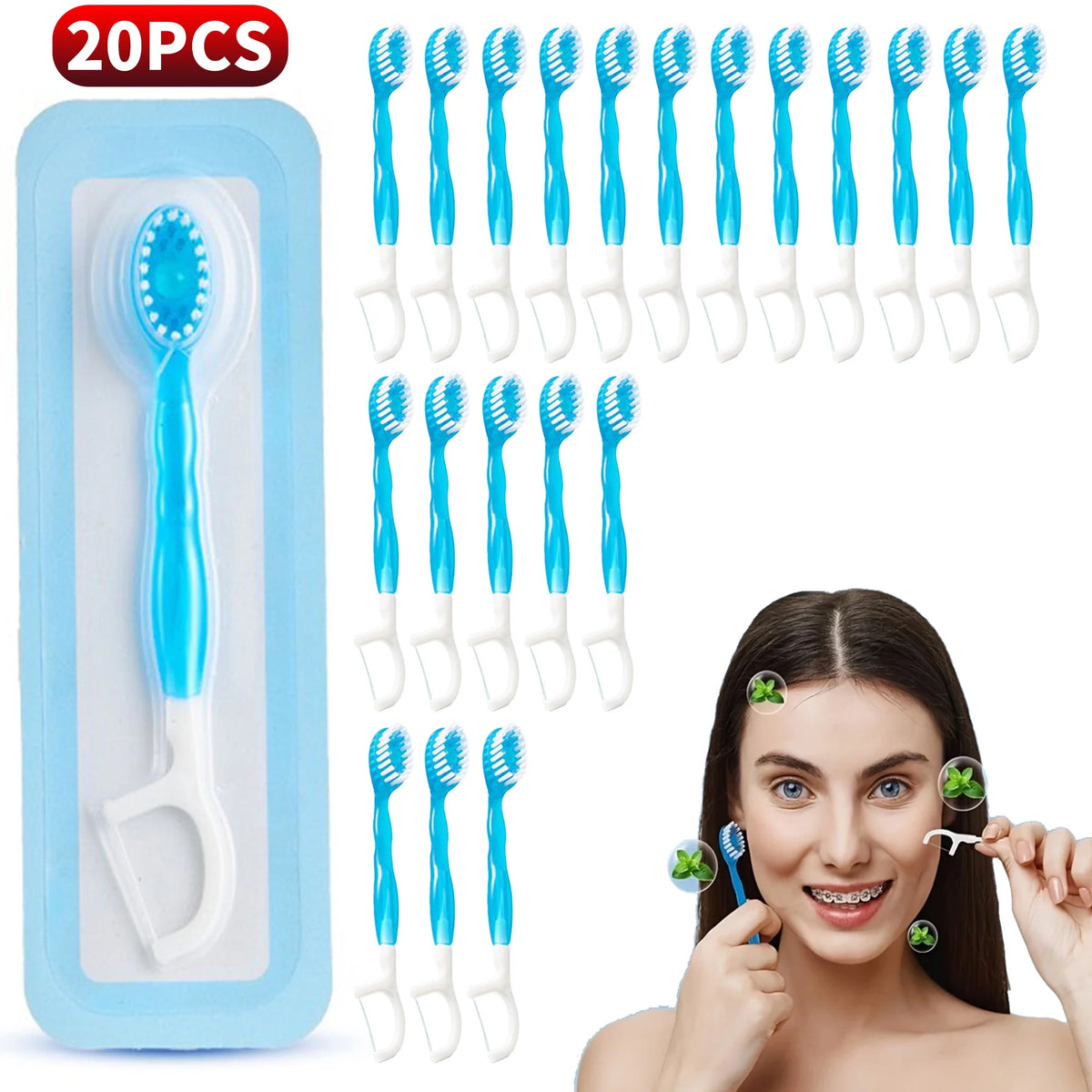 SWANS Mint Bead Travel Toothbrush – 5-in-1 Mini Brush Travel Toothbrush SWANS BZ 20 Mint Single