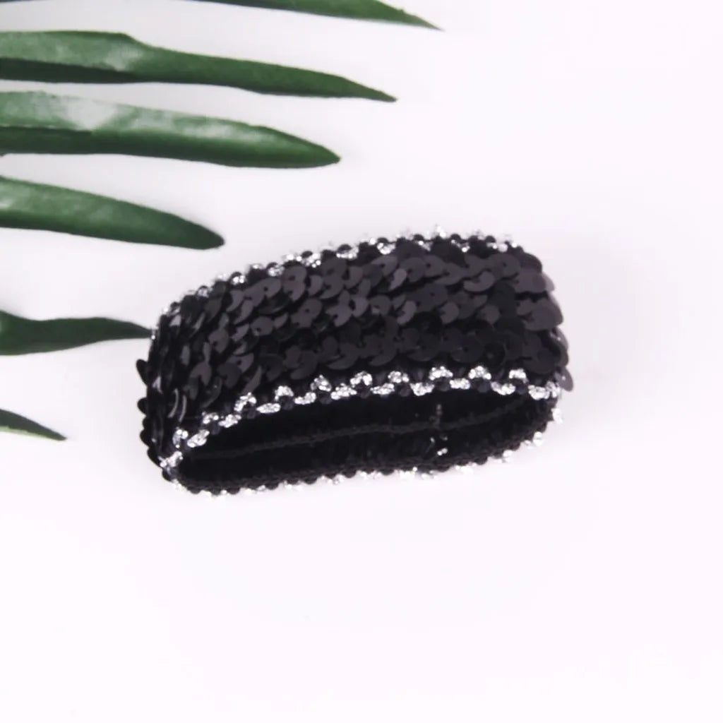 Sequin Elastic Wrist Cuff – Sparkling Party & Stage Wristband Sequin Wrist Cuff SWANS Black-1 Pair