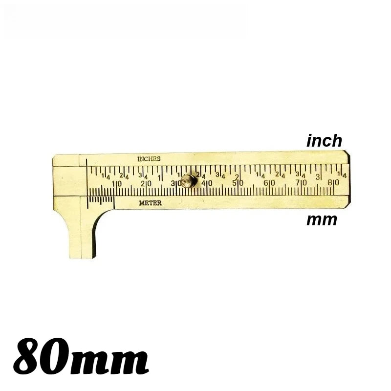Brass Vernier Caliper Pocket Slide Ruler MM/Inch DIY Jewelry Vernier Caliper SWANS Vernier Caliper 80mm