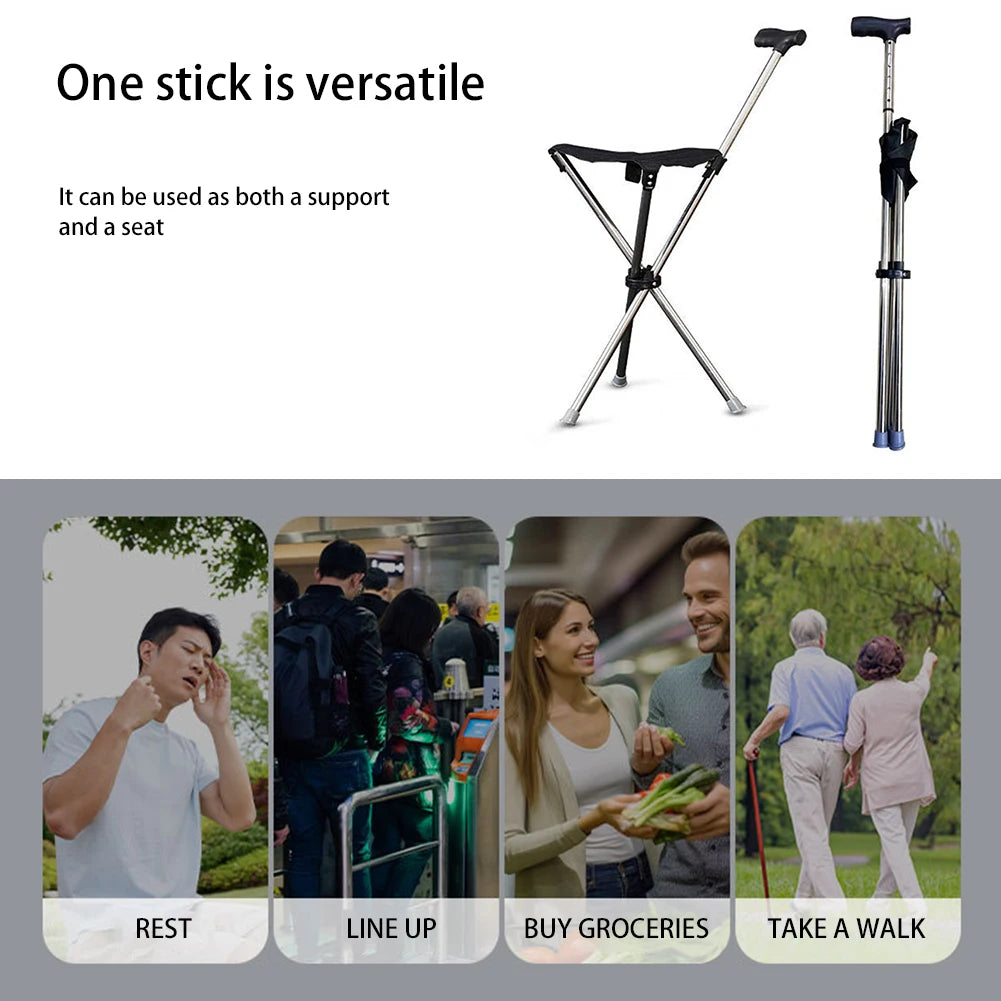 Foldable Walking Cane with Seat – Lightweight Adjustable Stick Walking Cane with Seat SWANS