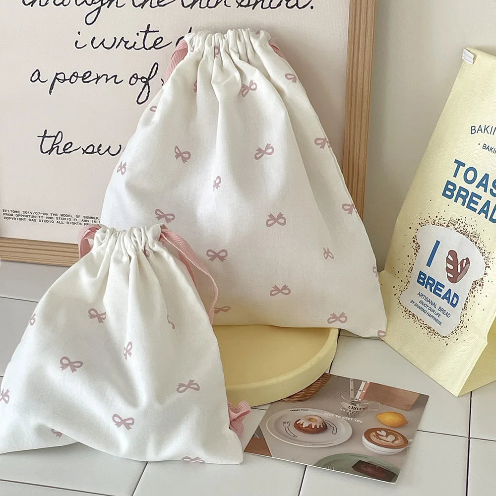 Bowknot Drawstring Makeup Bag – Large Cosmetic Pouch Cosmetic Drawstring Bag SWANS