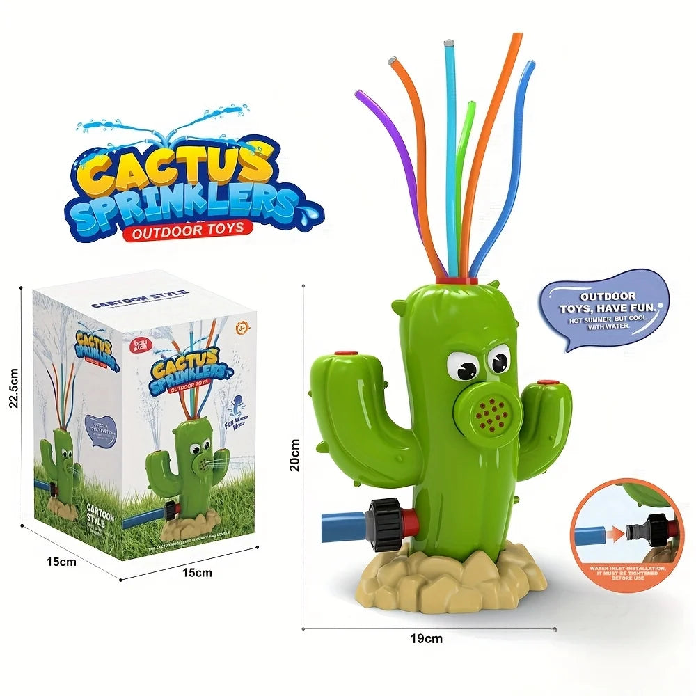 Kids Rotating Cactus Water Sprinkler Outdoor Garden Play Toy Outdoor Water Toy SWANS Green