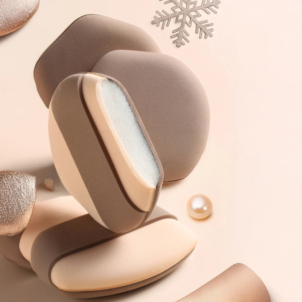 2-Pack Soft Double-Sided Powder Puff & Foundation Blender Makeup Sponge SWANS