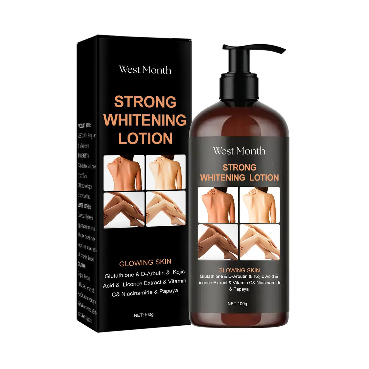 West Month Brightening Body Lotion – Skin Tone Evening Cream Brightening Body Cream SWANS 100g Boxed