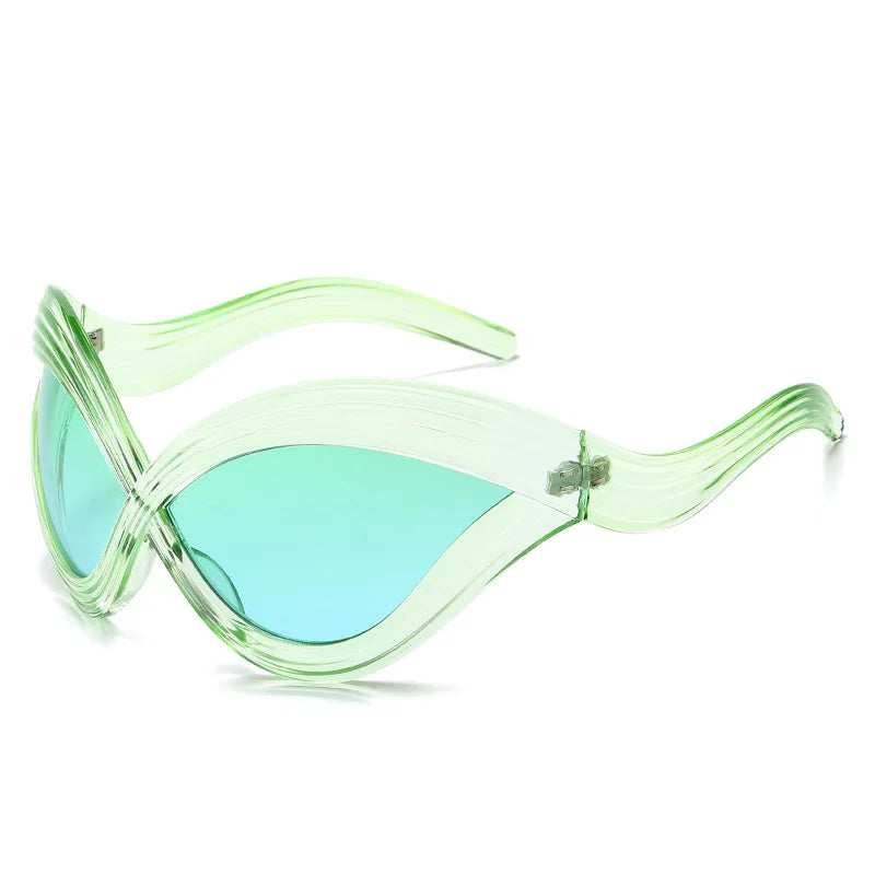 Y2K Oversized Cat Eye Sunglasses UV400 Gradient | TOYEARN Cat Eye Sunglasses SWANS Green Blue