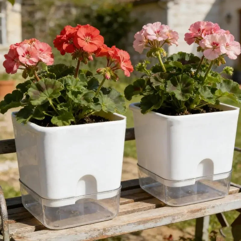 SWANS Self-Watering Square Plant Pot – Double Layer Indoor Outdoor Self-Watering Planter SWANS