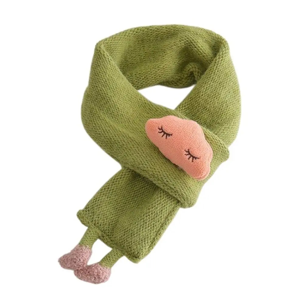 Korean Knit Baby Scarf – Cartoon Cloud Toddler Neck Wrap Baby Knit Scarf SWANS green -