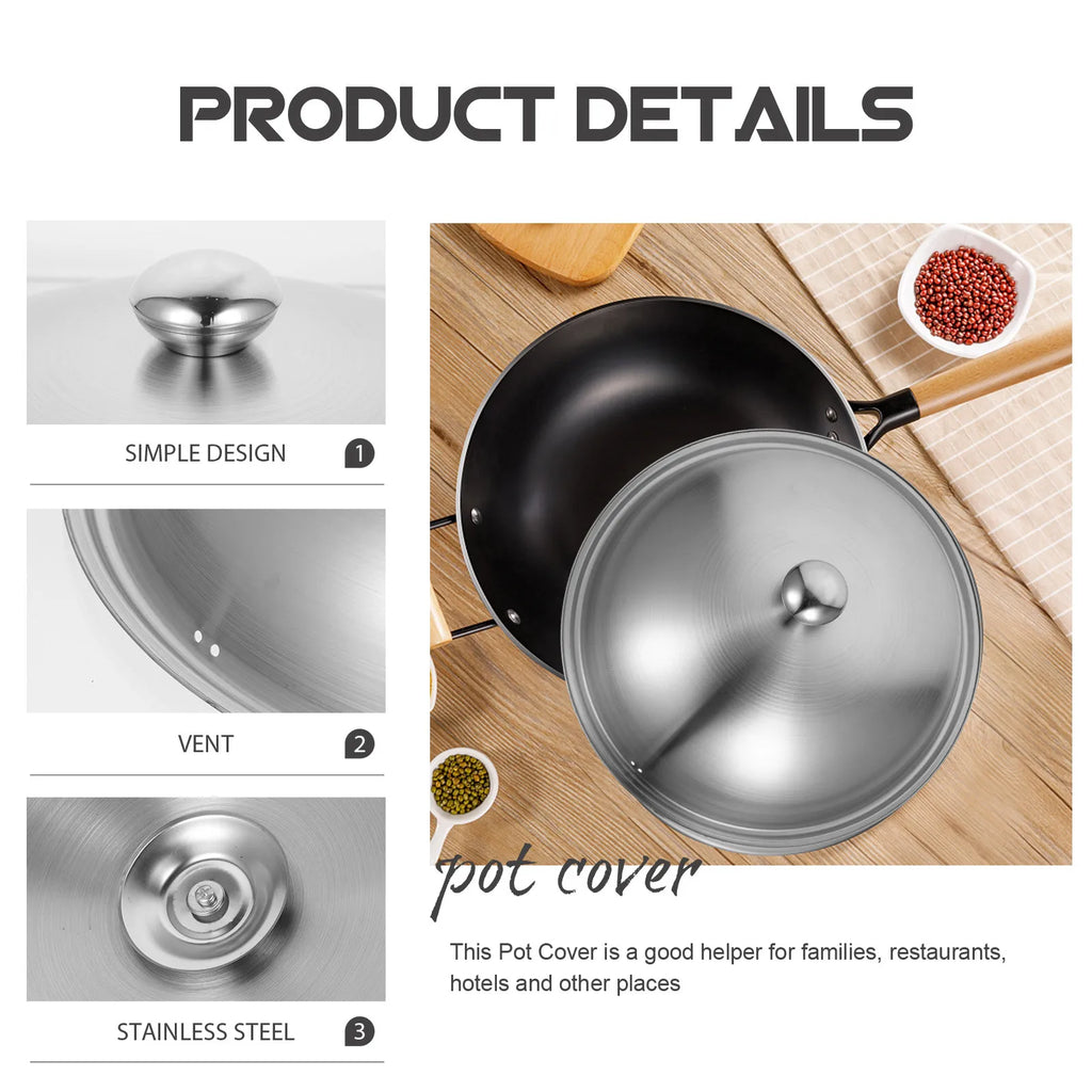 Universal Stainless Steel Pot Lid 35cm – Pan & Wok Cover Cookware Lid SWANS