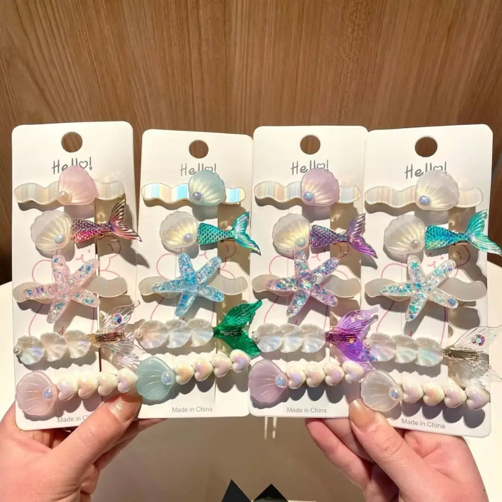 5-Pack Ocean Shell & Starfish Hair Clips – Girls Barrettes Girls Hair Clips SWANS