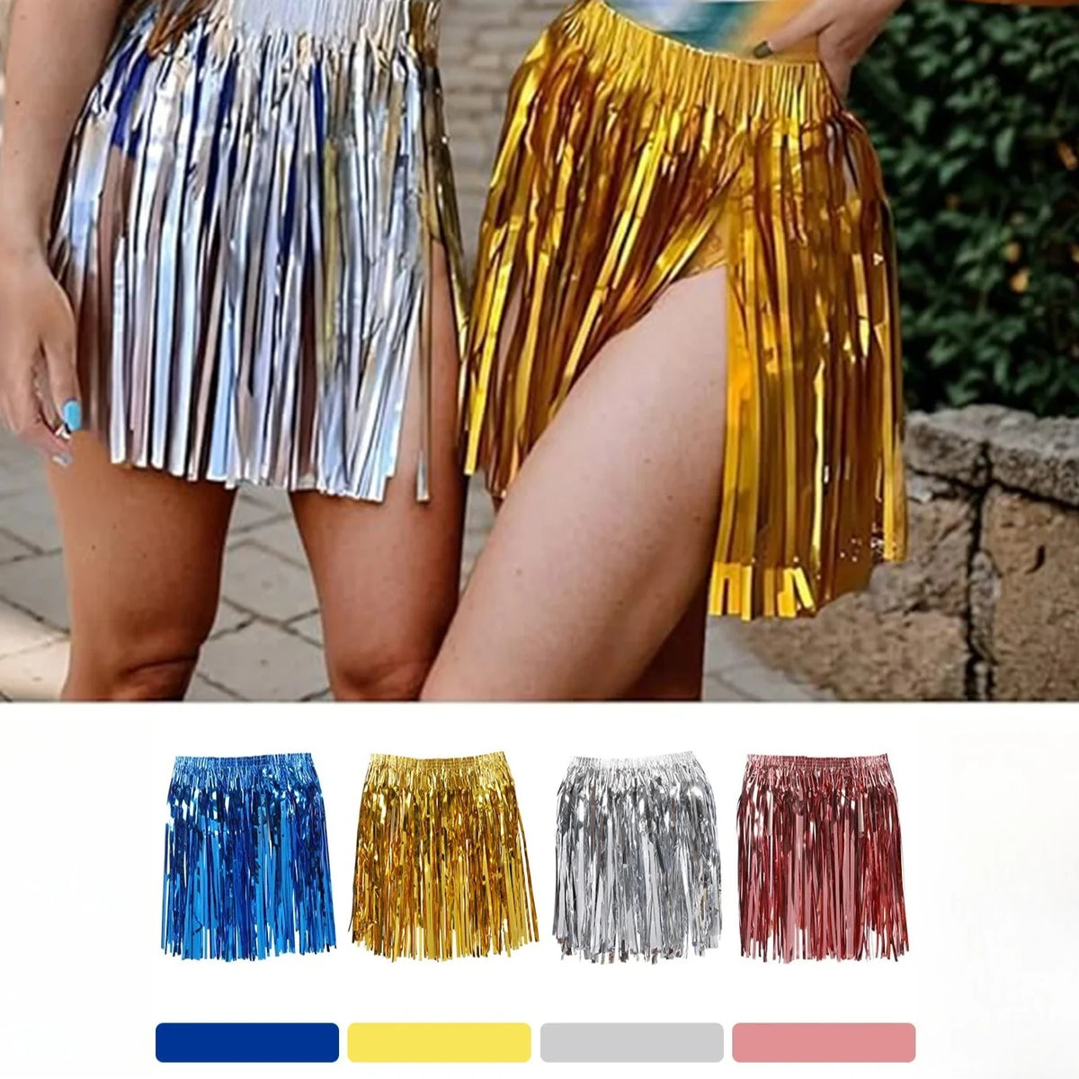 Shiny Glitter Disco Skirt – Multi-Color Unisex Party Costume Costume Skirt SWANS